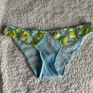 Victoria's Secret Lemon Print Blue Tanga Panties